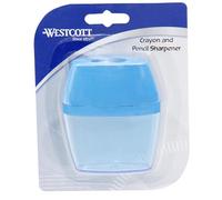 Westcott 15234 2-Hole Manual Crayon and Pencil Sharpener for School, Assorted Colors