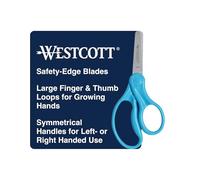 Westcott 15968 Right- and Left-Handed Scissors, Classic Kids' Scissors, Ages 4-8, 5-Inch Blunt Tip, Neon Blue