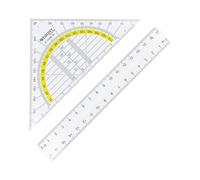 Westcott 2-Piece Geometry Set | Set Square with 16 cm Hypotenuse & 17 cm Ruler | Transparent Plastic for School & Office | E-10306 00