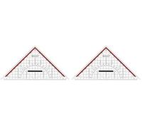 Westcott 22 cm Set Square with Removable Handle | Transparent Plastic Set Square with red Scale | Technical Scale & Protractor for School, University or Office | E-10142 00 (Pack of 2)