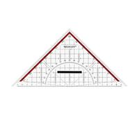 Westcott 22 cm Set Square with Removable Handle | Transparent Plastic Set Square with red Scale | Technical Scale & Protractor for School, University or Office | E-10142 00
