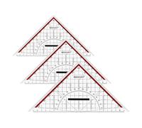 Westcott 22 cm Set Square with Removable Handle | Transparent Plastic Set Square with red Scale | Technical Scale & Protractor for School, University or Office | E-10142 00 (Pack of 3)