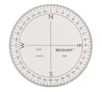 Westcott 360-Degree Compass Protractor, Crystal Clear Transparent Dial, Calibrated for 360-Degree Accuracy, Back-to-School, School Supplies, Classroom Supplies, 3 1/2-Inch