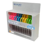Westcott 5’’ Blunt Safety Scissors for Kids with Anti-Microbial Protection, Assorted, Pack of 12 (14871)