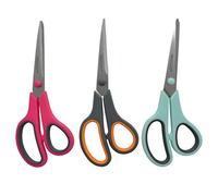 Westcott 8" Straight Stainless Steel Soft Grip Handle Scissors, Assorted Colors, Pack of 3
