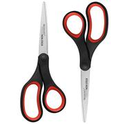 Westcott 8" Titanium Non-Stick Scissors, Pack of 2, Black/Red | 8 Inch Non-Stick Titanium Scissors, Adhesive-Resistant Blades Stay Sharp 6x Longer, Smooth Precise Cutting for Crafts