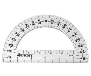 Westcott Acme United 11200 6-Inch Plastic 180 Degree Protractor, Clear
