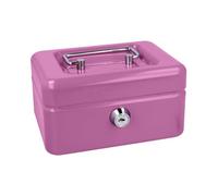 Westcott Cash Box Lockable (Compact, 15 cm) Lilac | Lockable Sheet Steel Box with 2 Keys | Removable Coin Tray with 6 Compartments | E-51000 LILAC