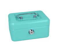 Westcott Cash Box Lockable (Compact, 15 cm) Turquoise | Lockable Sheet Steel Box with 2 Keys | Removable Coin Tray with 6 Compartments | E-51000 TURQUOISE
