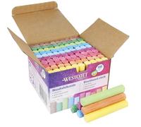 Westcott Chalk 100 pieces coloured | Value pack Blackboard chalk with 1.2 cm ⌀ in bright colours | Low-dust & easy to wipe off | 8.5 cm long chalk sticks | E-744987 00