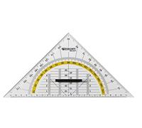 Westcott E-10134 BP-I Geometry Set Square with Detachable Plastic Handle, 22 cm, Clear, 1 pack with 20 scales