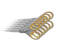 Westcott E-30450 I - 00 Super Titanium Soft Grip Scissors, 13 cm, Pack of 6, Grey/Yellow