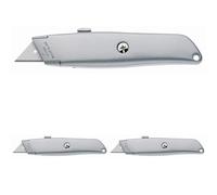 Westcott E-84019 00 Retractable Metal Utility Knife - Silver (Pack of 3)