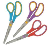 Westcott Easy Grip Scissors 3-Piece Set | Universal Scissors with Comfort Grip | Extra Sharp & Durable Stainless Steel Blade | Set of 3 in Red, Turquoise, Purple