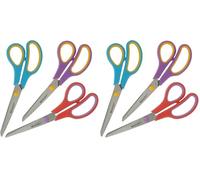 Westcott Easy Grip Scissors 3-Piece Set | Universal Scissors with Comfort Grip | Extra Sharp & Durable Stainless Steel Blade | Set of 3 in Red, Turquoise, Purple (Pack of 2)