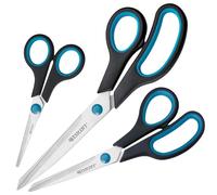 Westcott Easy Grip Scissors 3 pieces Blue | Set of 3 universal scissors with comfort grip | Extra sharp & durable stainless steel blade | Scissors for crafting, household, school & office | N-90032 00