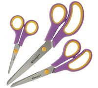 Westcott Easy Grip Scissors 3 Pieces Cassis | Set of 3 Universal Scissors with Comfort Grip | Extra Sharp & Durable Stainless Steel Blade | Scissors for Crafting, Household & Office | N-90029 00