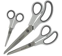 Westcott Easy Grip Scissors 3 Pieces Grey | Set of 3 Universal Scissors with Comfort Grip | Extra Sharp & Durable Stainless Steel Blade | for Crafting, Household & Office | N-90030 00