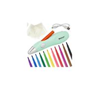 Westcott Electric Paint Spray Pen, Airbrush Set for Children with 12 Felt Pens & 19 Stencils for Painting & Drawing with Battery and USB Cab