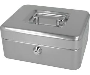 Westcott Lockable Cash Box (20 cm) Silver | Lockable cash box made of sheet ste