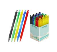 Westcott Lucid Mix Ballpoint Pen, Pack of 50, Value Pack Retractable Ballpoint Pens, Blue Ink, X20 Refills, Line Width M, Indelible according to ISO 12757-2, Recycled with GRS Certification, E-737456