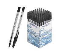 Westcott NOW ballpoint pen, 50 pieces, black | Document-proof according to ISO 12757-2 | Line width M 0.5 mm | Writing color black | Transparent barrel | E-745001 00