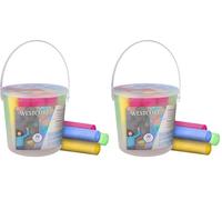 Westcott pavement chalk | 20 pieces of colourful sidewalk chalk for children in a practical transport bucket | easy to wash off | suitable for asphalt, blackboard or stone | E-744981 00 (Pack of 2)