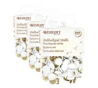 Westcott Push Pins White Pack of 600 | Value Pack Drawing Pins with Plastic Cover | Head Diameter 10 mm | E-10590 00