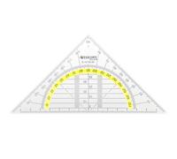 Westcott Set Square 14 cm, Transparent Plastic Set Square with Yellow Scale, Technical Scale & Protractor for School, University or Office, E-10130 00