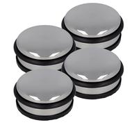 Westcott Stainless Steel Door Stop, Pack of 4, Round Door Stopper with 1.2 kg Weight, Door-Saving Rubber Ring, Extra Non-Slip Underside, Diameter 10 cm, Height 4 cm, Stable When Pulled, E-19001 00