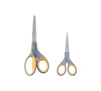 Westcott Titanium Twin Pack Scissors 130mm 180mm Stainless Soft Grip Grey/Yellow