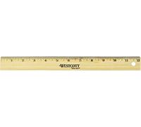Westcott Wood 12" School Ruler Scaled in 1/16" (103810), Assorted Colors, Letter (10381)