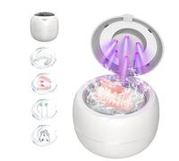 Westdeer Wireless Ultrasonic Cleaner,Westdeer 45kHz,UV Cleaning,for Dentures,Watch Bands,Toothbrush Heads,Pacifiers,Jewelry Rings,4 Modes,210ml Capacity,Travel (white)