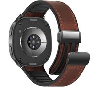 WestEagle Leather Watch 8 Band Compatible with Samsung Galaxy Watch 8 40mm 44mm/ 8 Classic 46mm, Magnetic Buckle Silicone Bottom Design Adjustable Wristbands Accessories for Men and Women, Dark Brown