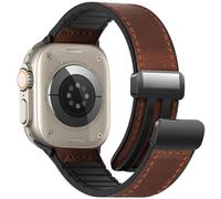 WestEagle Magnetic Leather Bands Compatible with Apple Watch 49mm 46mm 45mm 44mm 42mm(S3/2/1) for Men Women, Genuine Leather with Magnetic Buckle for iWatch Ultra1/2/3 Series SE11/10/9/8/7/6/5/4/3/2/1