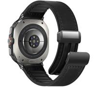 WestEagle Magnetic Leather Watch Band Compatible with Samsung Galaxy Watch Ultra 47mm (2025/2024) Magnetic Buckle Design Adjustable Classic Wristbands Replacement Straps for Men and Women, Black