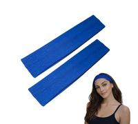 WESTEND CHOICE 5cm Wide Headbands 2 Pack Plain Stretchy Kylie Head Band Bandeau Unisex Headbands for Women & men Soft Hair Band Gym Exercise Yoga Headband (Royal blue)