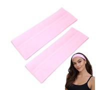 WESTEND CHOICE 7cm Wide Headbands 2 Pack Plain Stretchy Hairband Unisex Kylie Headband Bandeau Gym Exercise Headbands for Women & Men Soft Yoga Head Band (Light pink)