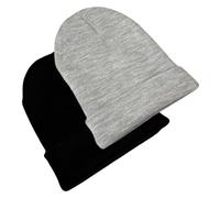 WESTEND CHOICE Beanie Hat 2 Pack Men Women Winter Hats Knitted Ski Warm Thermal Double Layered Beanie Hats Adult Unisex Beanies (Mixed Set 4)