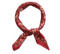 WESTEND CHOICE Square Satin silk Scarves Printed Neck Scarf 50s Retro Women Scarf Lightweight Silky Bandana Wrap women's scarves 70 x 70 cm (Red)