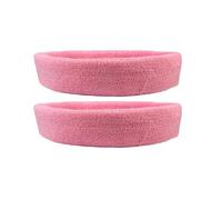 WESTEND CHOICE Sweatband Headbands 2 Pack Unisex Sports Sweat Band Gym Exercise Workout Moisture Wicking headband (Pink)