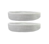 WESTEND CHOICE Sweatband Headbands 2 Pack Unisex Sports Sweat Band Gym Exercise Workout Moisture Wicking headband (White)