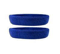 WESTEND CHOICE Sweatband Headbands 2 Pack Unisex Sports Sweat Band Gym Exercise Workout Moisture Wicking headband (Blue)