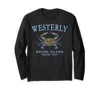 Westerly Rhode Island Crab Town Since 1669 Cyan Letters Long Sleeve T-Shirt