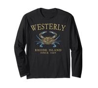 Westerly Rhode Island Crab Town Since 1669 Tan Letters Long Sleeve T-Shirt