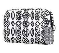 Western Africa Geometric Pattern Cosmetic Makeup Bag Small Travel Zipper Pouch Portable Toiletry Bag Makeup Organizer for Women Girls