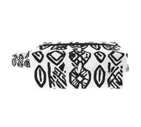 Western Africa Geometric Pattern Women Cosmetic Make Bag with Handle, Portable Hanging Travel Toiletry Bag, Soft Make Up Pouch Pencil Case for Kids