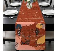 Western Animal Table Runner 18x72 Inches Long Cactus Horse Leaf Boho Orange Vintage Cotton Linen Table Runner Burlap Style for Dinner Table Party Decor Tabletop Decorations