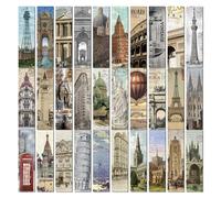 Western Architecture Bookmark Collection 30Pcs, Vintage Aesthetic Paper Bookmarks with Classic Building Designs, Artistic Reading Accessories for for Book Lovers, Students, Teachers, Bulk Gift Set