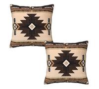 Western Aztec Pillow Covers 20x20 Set of 2, Southwest Native American Brown Throw Pillow Covers Outdoor Decorative Pillow Case for Couch Bed Sofa Cushion Home Decor